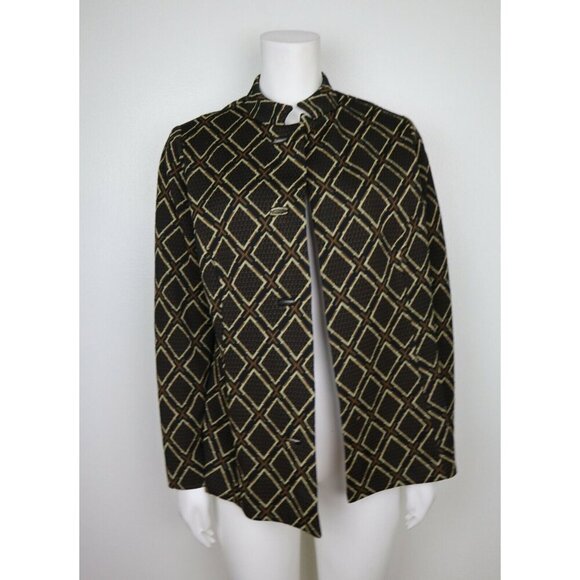 VINTAGE WOMEN'S BLACK & BROWN JACKET - L'AIGLON - SIZE M - Picture 1 of 7